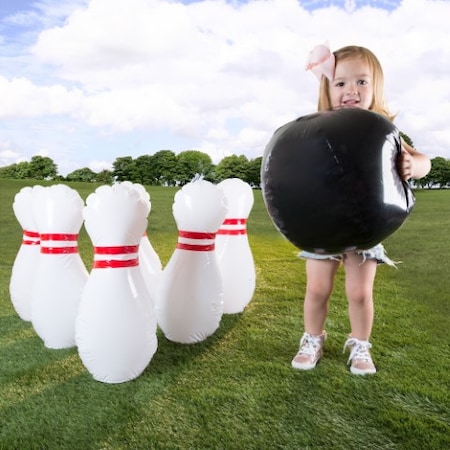 Toy Time Giant Bowling Game Set, Inflatable Jumbo Pins and Ball, Outdoor and Indoor Use, For Children/Adults 875761NGM